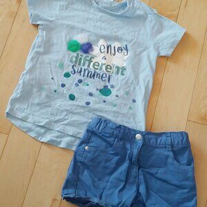 Boboli t-shirt and denim short kit size 6
